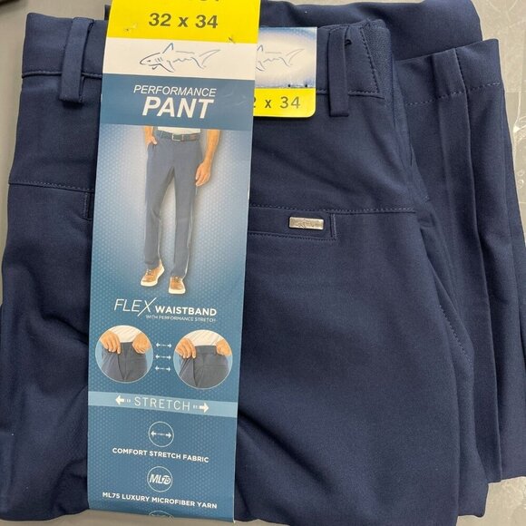 NEW Greg Norman Performance Men's 32x34 Flex Waistband Tech Pants Blue - Picture 2 of 10
